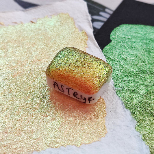 Handcrafted watercolor 1/4 godet orange pink green colorshift paint calligraphy handmade handlettering ASTRYR