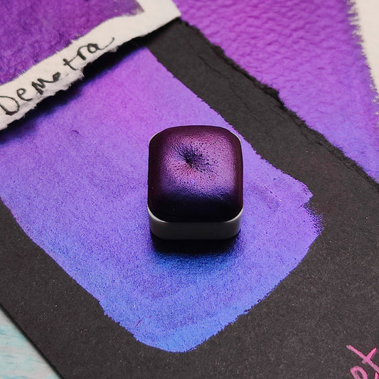 Handmade watercolor 1/4 godet blue purple colorshift paint calligraphy handmade DEMETRA