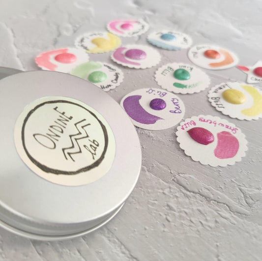 Set of 12 dot cards handmade watercolors handmade pearly colors duocolor multicolor interference Set Cotton Candy+ Fruit Bliss Set