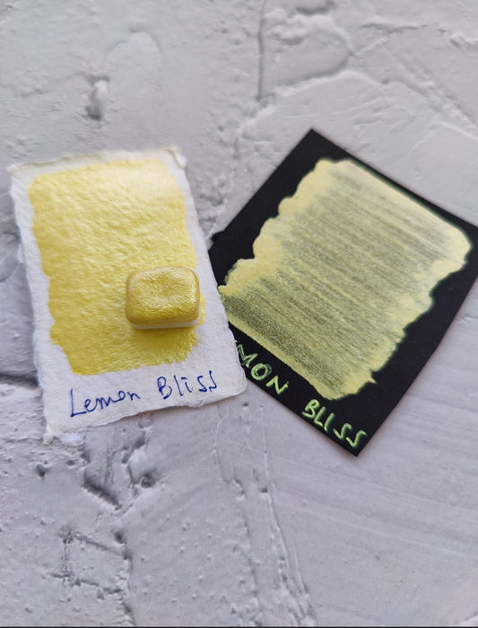 Artisan watercolor 1/4 godet pan yellow duocolor interference paint calligraphy handmade handlettering watercolor LEMON BLISS