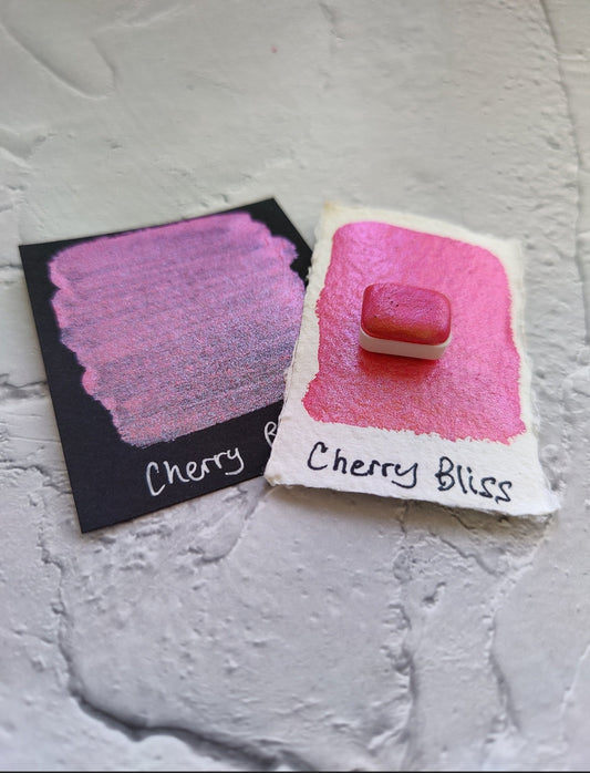 Handmade watercolor 1/4 godet pan red duocolor interference paint calligraphy handmade handlettering watercolor CHERRY BLISS