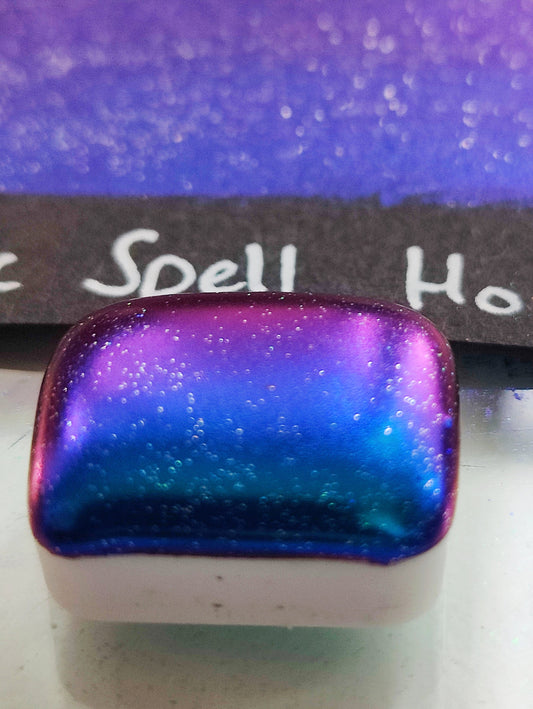 Watercolor craft glitter holographic 1/4 godet holo colorshift blue purple paint calligraphy handmade MAGIC SPELL HOLO