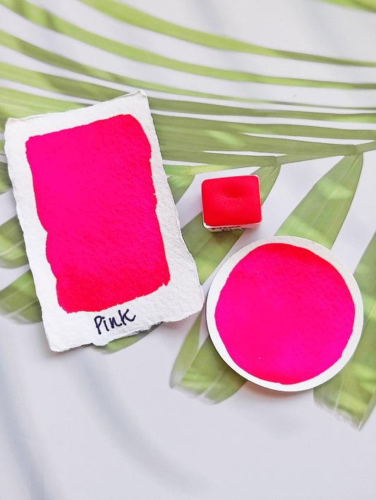 Watercolor handmade pink craft lettering paint color fluorescent handlettering Pink NEON