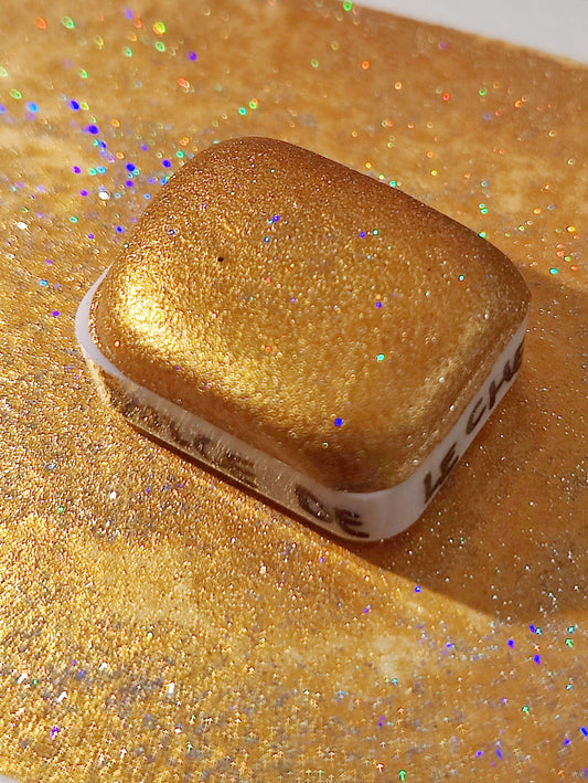 Handcrafted watercolor godet pearl bronze caramel holographic handlettering calligraphy paint DULCE de LECHE holo